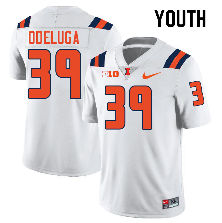 Youth #39 Kenenna Odeluga Illinois Fighting Illini College Football Jerseys Stitched-White